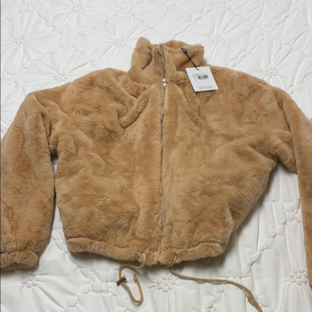 Missguided faux fur bomber jacket cream